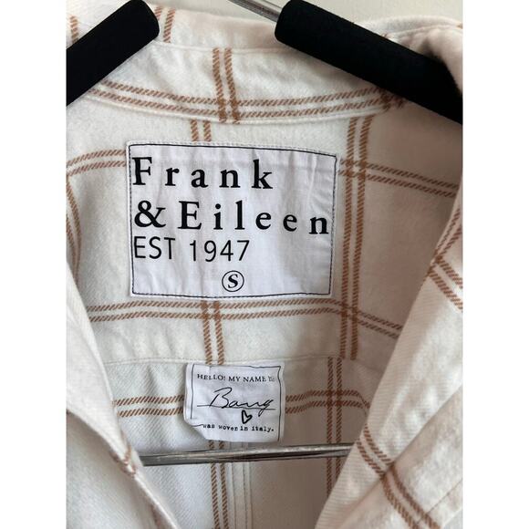 Frank & Eileen Barry Woven Long Sleeve Button Up Shirt Camel Windowpane Women S - Picture 6 of 8